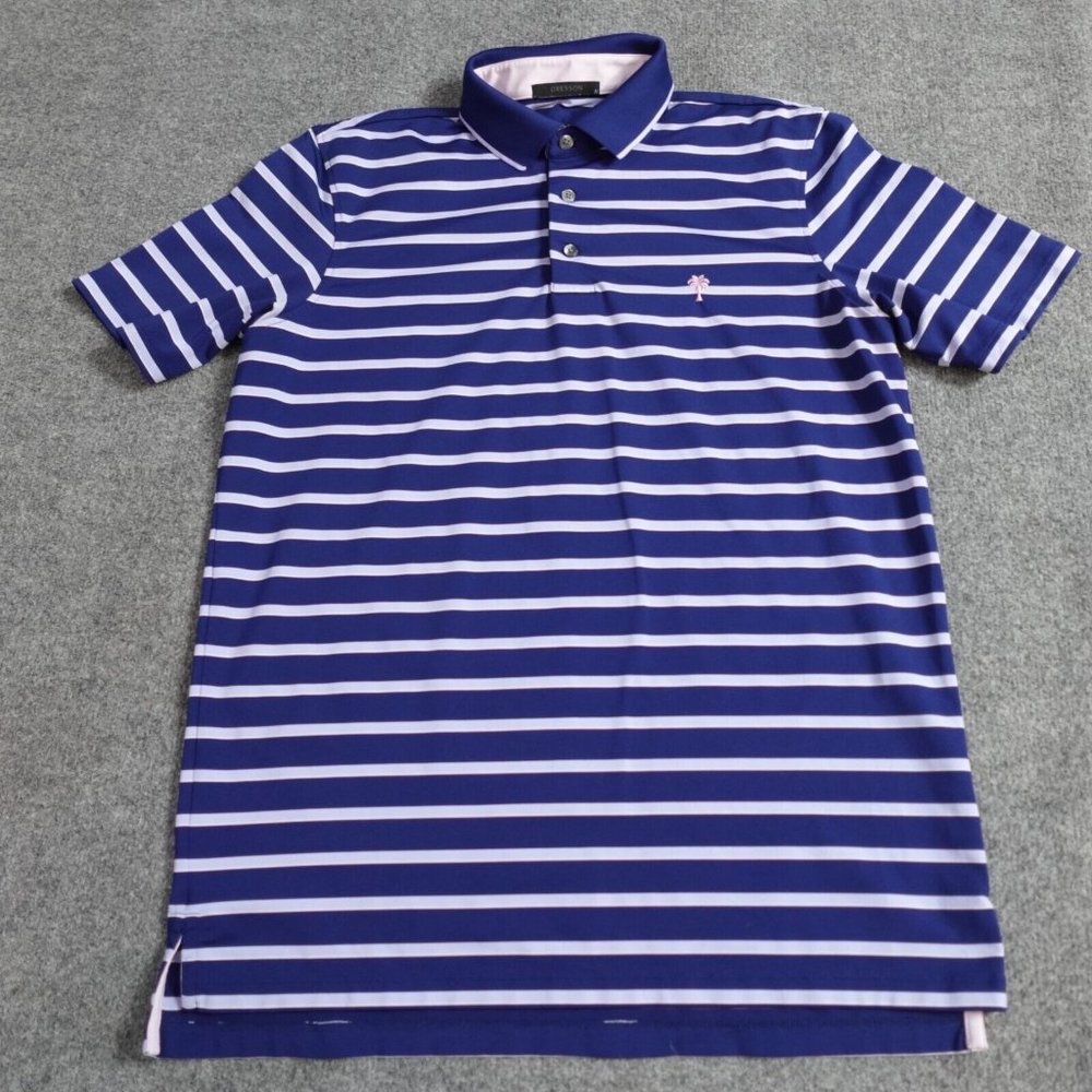 Greyson Blue and White Striped Polo Shirt